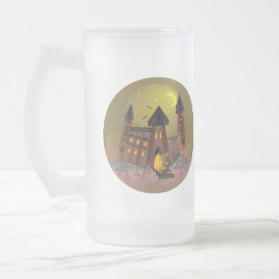Spooky Halloween heksenhuis en vampieren kasteel Matglas Bierpul