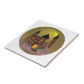 Spooky Halloween heksenhuis en vampieren kasteel Tegeltje (Zijkant)