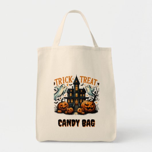 Spooky Halloween huis met pompoenen in de schemeri Tote Bag (Voorkant)
