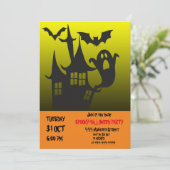 Spooky Halloween Huis Party Uitnodiging (Staand voorkant)