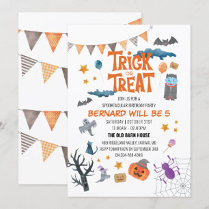 Spooky Halloween Kids Birthday Party Invitation Kaart