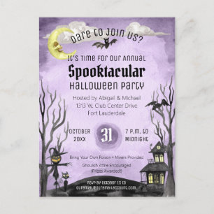 Spooky Halloween kostuum Spooktacular zwart Paarse Briefkaart