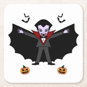 Spooky Halloween Kostuumfeest Dracula Vampire Vierkante Kartonnen Onderzetter