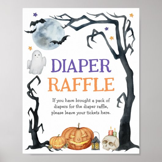 Spooky Halloween Luier Raffle Teken Waterverf Poster (Voorkant)