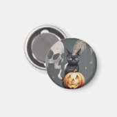 Spooky Halloween magneet met zwarte kat (Voorkant / Achterkant)