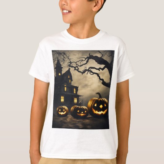 Spooky Halloween Mansion🦹Met Jack-o'-Lanterns T-shirt (Voorkant)