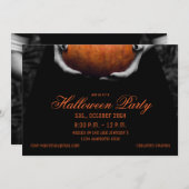 Spooky Halloween Meisje Met Pompoen Uitnodiging (Voorkant / Achterkant)