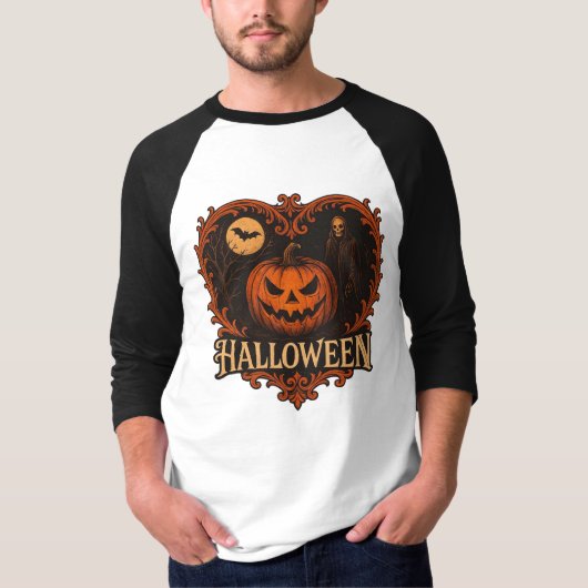 Spooky Halloween Men’s 3/4 Sleeve Raglan T-Shirt | (Devant)