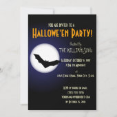 Spooky Halloween Moon en Bat Kaart (Voorkant)