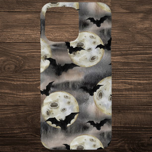 Spooky Halloween Moon en Bats Waterverf iPhone 16 Pro Max Hoesje