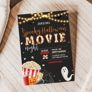 Spooky Halloween Movie Night Party Kaart