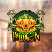 Spooky Halloween Neon Bat Pumpkin Raamsticker (Vel 2)