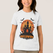 Spooky Halloween Night Design Tri-Blend Shirt (Voorkant)