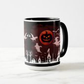 Spooky Halloween Night Full Moon Pumpkin Scene Mok (Voorkant rechts)