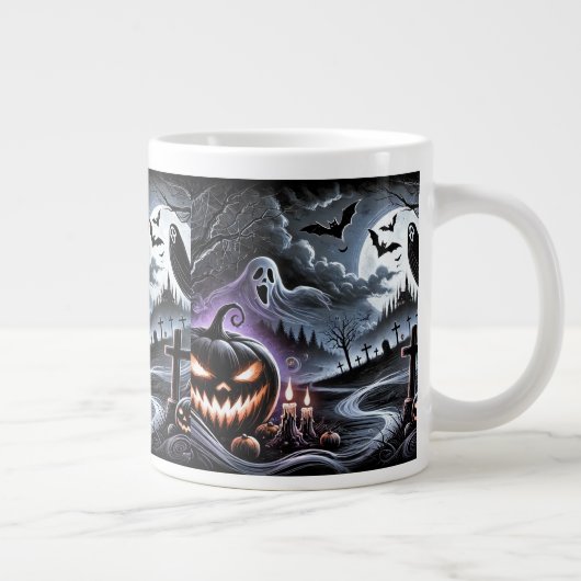 Spooky Halloween Night: Haunted Pumpkins en Ghost Extra Grote Beker (Rechts)