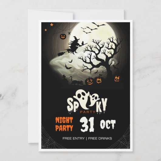 Spooky Halloween Night Party Flyer Kaart (Voorkant)