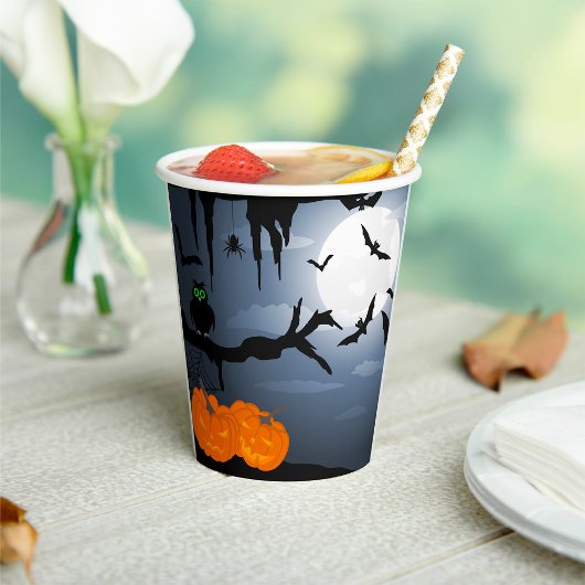 Spooky Halloween Night Scene Papieren Bekers