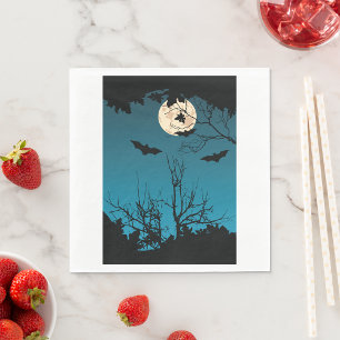 Spooky Halloween Night Volle Maan en Vliegende Vle Servet