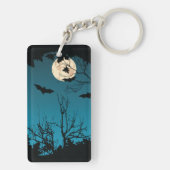 Spooky Halloween Night Volle Maan en Vliegende Vle Sleutelhanger (achterkant)