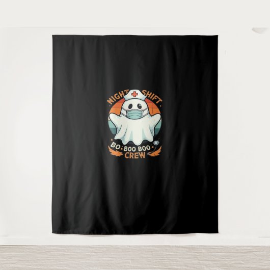 Spooky Halloween Nurse Funny Ghost Kostuum Boo Boo Wandkleed (Voorkant)