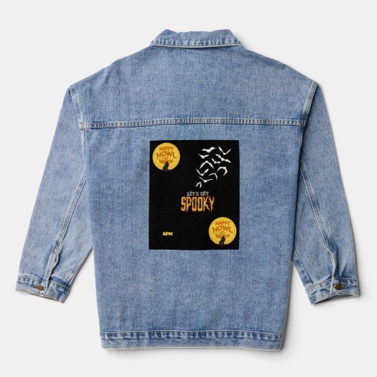 Spooky Halloween-ontwerp Denim Jacket (Achterkant)