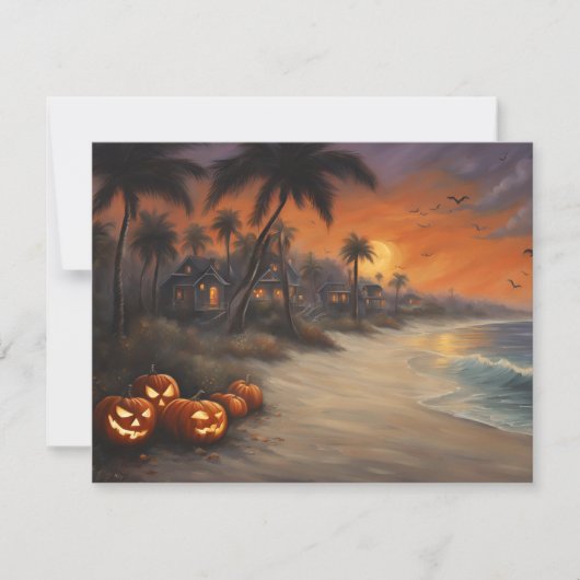 Spooky Halloween op het strand - Blank Notecard Kaart (Voorkant)