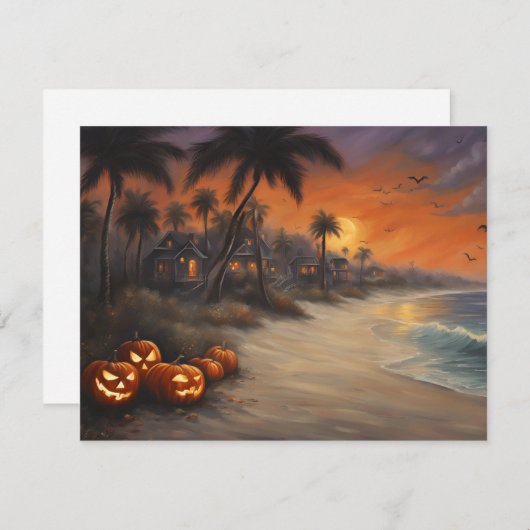 Spooky Halloween op het strand - Blank Notecard Kaart (Voorkant / Achterkant)