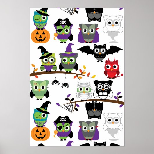 Spooky Halloween Owls Poster (Voorkant)