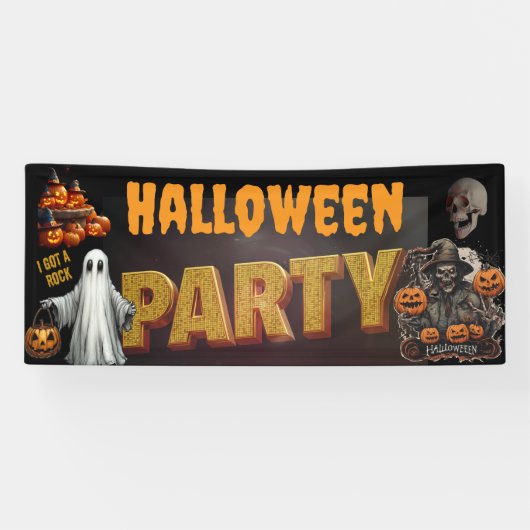 Spooky Halloween Party Fest Spandoek (Horizontaal)