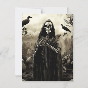 Spooky Halloween Party Gothic Skeleton Graveyard Briefkaart