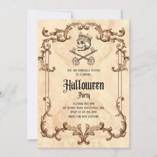 Spooky  Halloween Party Gothic Skull Kaart (Voorkant)