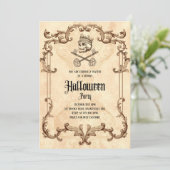 Spooky  Halloween Party Gothic Skull Kaart (Staand voorkant)