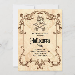 Spooky Halloween Party Gothic Skull Kaart