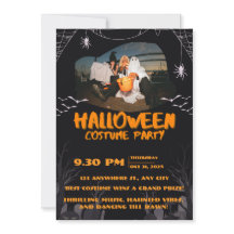 Spooky Halloween Party Invitation – Ghosts & Bats