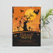 Spooky Halloween Party Invitation Kaart (Staand voorkant)
