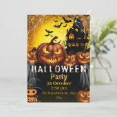 Spooky Halloween Party Invitation Kaart (Staand voorkant)