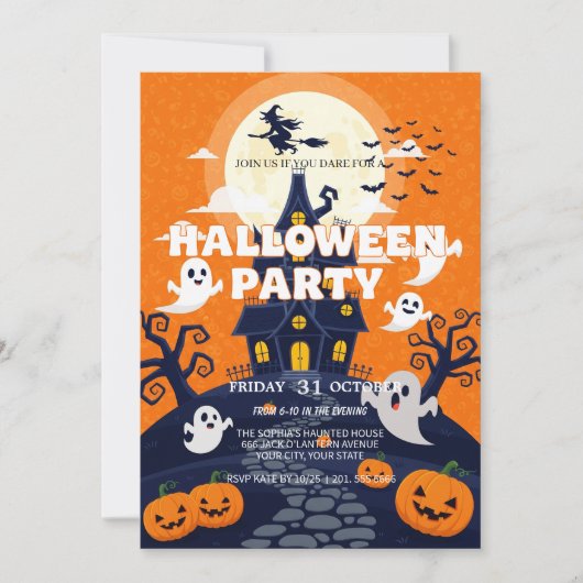 Spooky Halloween Party Invitation Kaart (Voorkant)