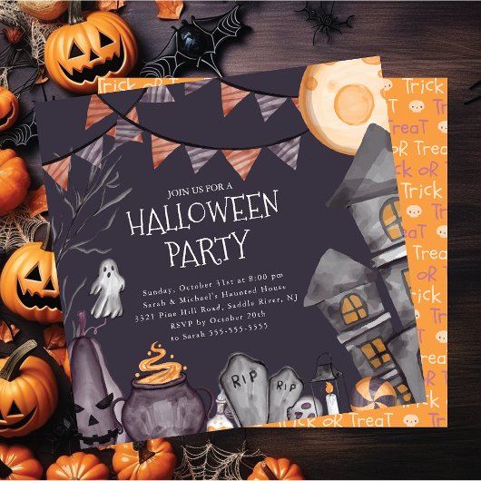 Spooky Halloween Party Invitation Kaart