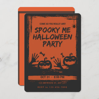 Spooky Halloween Party Invitation Orange Black