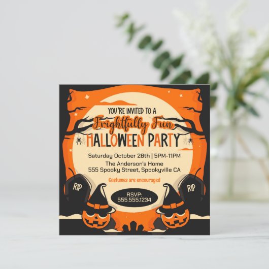 Spooky Halloween Party Kaart (Staand voorkant)