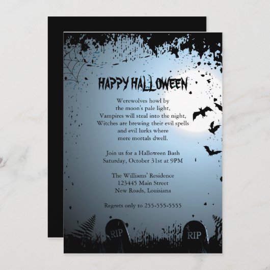 Spooky Halloween Party Kaart (Voorkant / Achterkant)