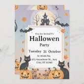 Spooky Halloween Party Uitnodiging | Bewerkbare te (Voorkant / Achterkant)