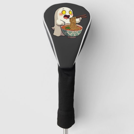 Spooky Halloween Pastel Kawaii Ghost Eating Ramen Golfheadcover (Voorkant)