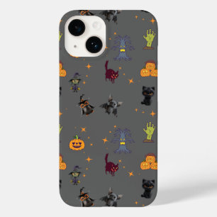Spooky Halloween patroon met zwarte katten, pompoe Case-Mate iPhone 14 Hoesje