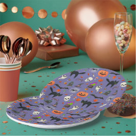 Spooky Halloween Patroon – Pompoenen, Geesten Vlee Papieren Bordje