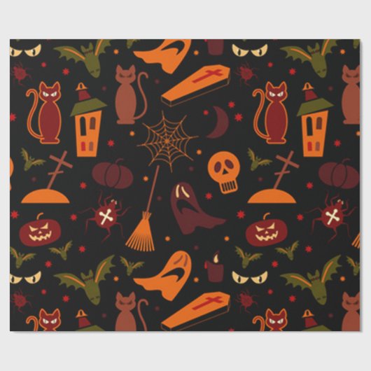 Spooky Halloween Pattern Cadeaupapier (Vlak)