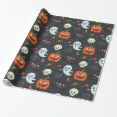 Spooky Halloween Pattern Cadeaupapier (Uitgerold)