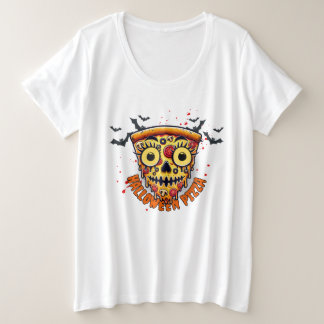 Spooky Halloween Pizza Slice Design Grote Maat T-shirt