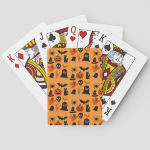 Spooky Halloween Poker Kaarten – Zwart & Sinaasapp