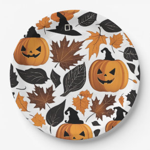 Spooky Halloween Pompoen Carvings Papieren Borden Bordje